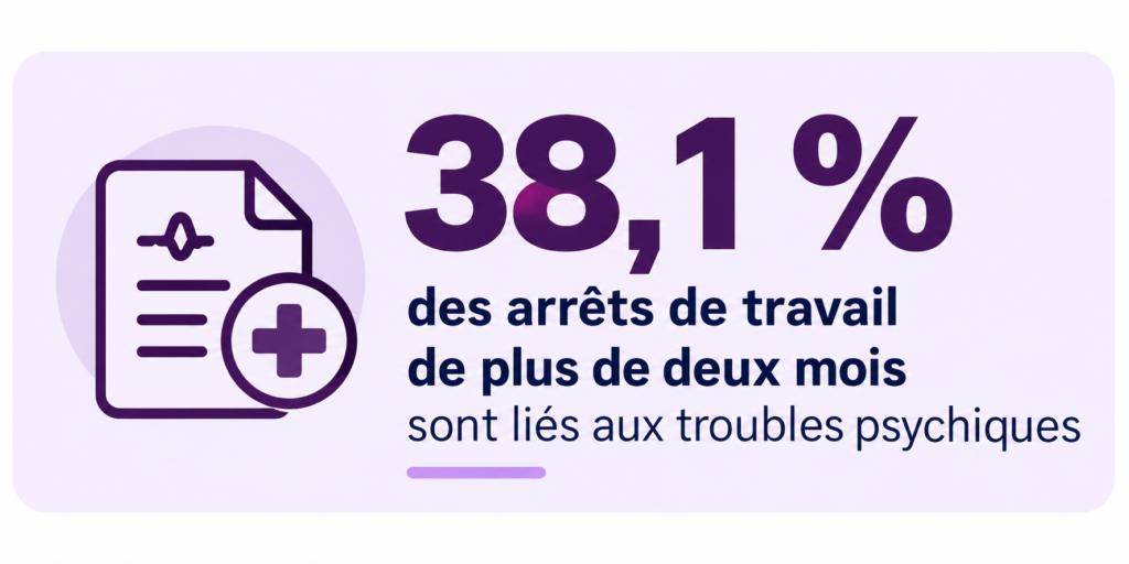 38,1 % des arrêts de travail de plus de deux mois sont liés aux troubles psychiques